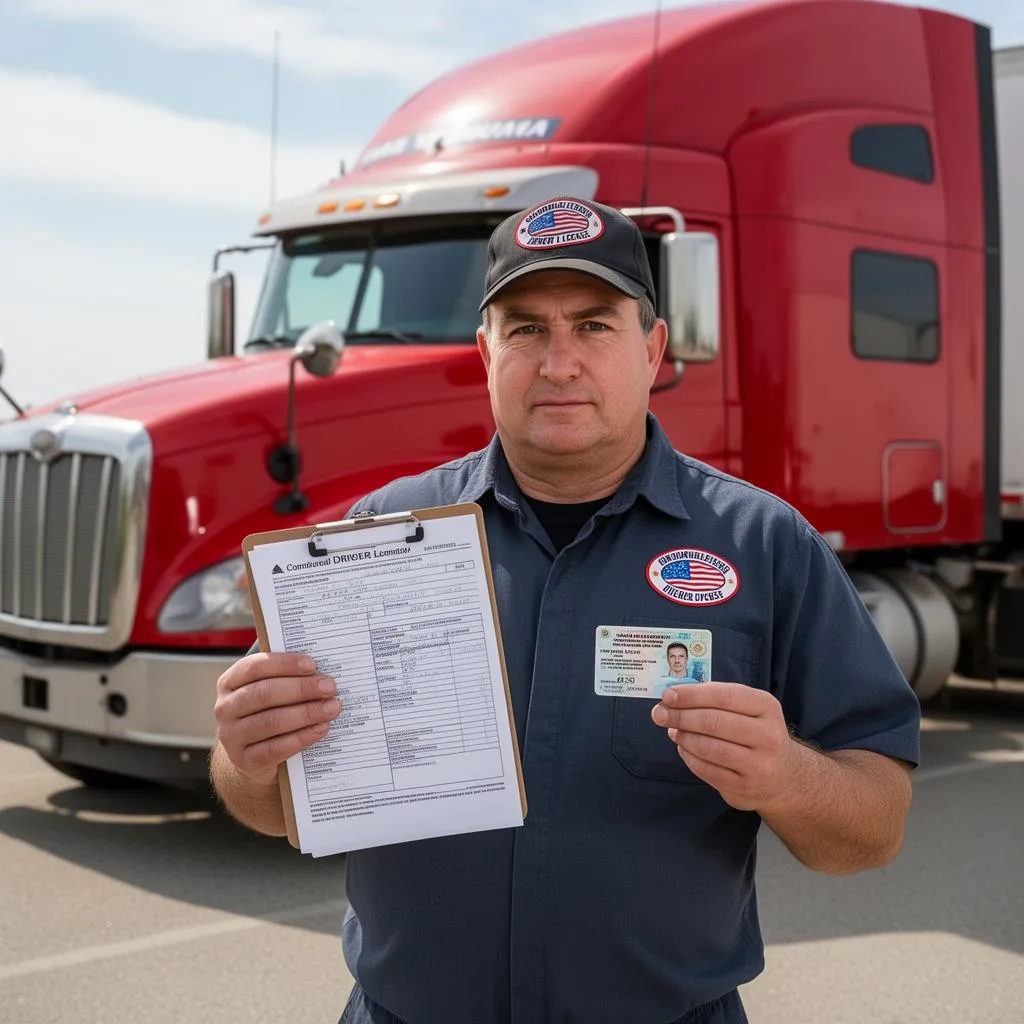 CDL-A driver stepping into an AZT Autos semi-truck cab